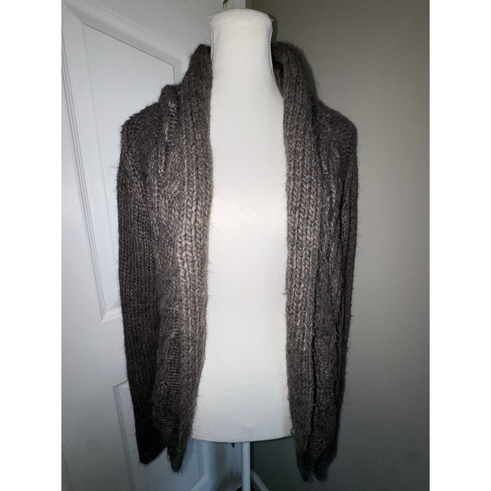 Elsamanda Made in Italy Alpaca Wool Blend Longline Cardigan Brown Boho Knit Cozy